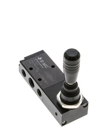 5/3 G1/4'' (G1/8'') Pressure Center Hand Lever Valve Detent 0-8bar/0-112psi E.MC