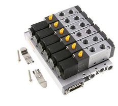 G1/4'' 6x Pneumatic Valve Terminal 24V DC 1.5-8bar/21.0-112psi Multi-pole E.MC