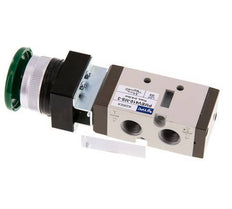 5/2 G1/4'' (G1/8'') Palm Button Valve Green 0-8bar/0-112psi YPC