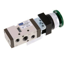 5/2 G1/4'' (G1/8'') Palm Button Valve Green 0-8bar/0-112psi YPC