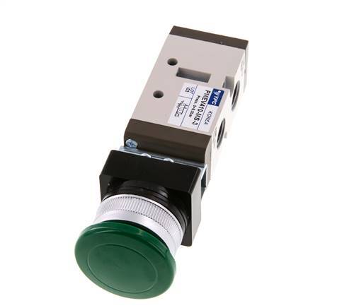 5/2 G1/4'' (G1/8'') Palm Button Valve Green 0-8bar/0-112psi YPC