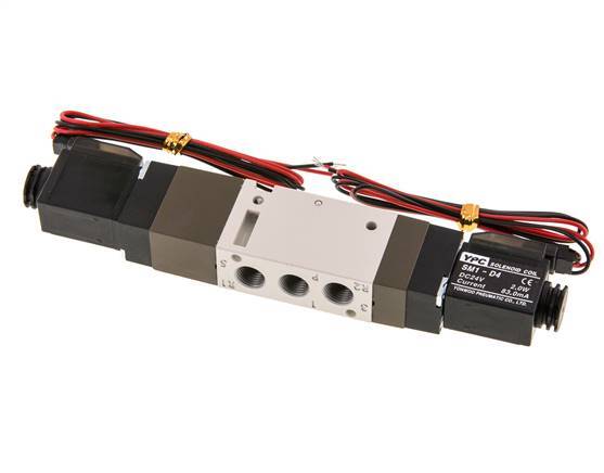 5/3 G1/8'' Pressure Center Solenoid Valve 24V DC 2-10bar/28-140psi 2-pin Plug YPC