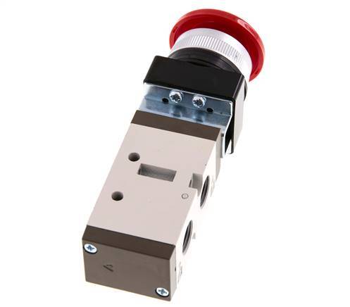 5/2 G1/4'' (G1/8'') Palm Button Valve Red 0-8bar/0-112psi YPC