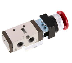 5/2 G1/4'' (G1/8'') Palm Button Valve Red 0-8bar/0-112psi YPC