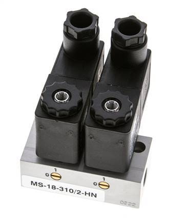 2x3/2 G1/8'' NC Solenoid Valve 24V DC -0.95-10bar/-13.2-140psi Airtec
