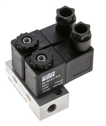 2x3/2 G1/8'' NC Solenoid Valve 24V DC -0.95-10bar/-13.2-140psi Airtec