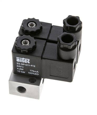 2x3/2 G1/8'' NC Solenoid Valve 24V DC -0.95-10bar/-13.2-140psi Airtec