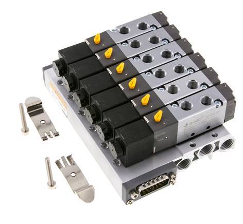 G1/8'' 6x Pneumatic Valve Terminal 24V DC 1.5-8bar/21.0-112psi Multi-pole E.MC