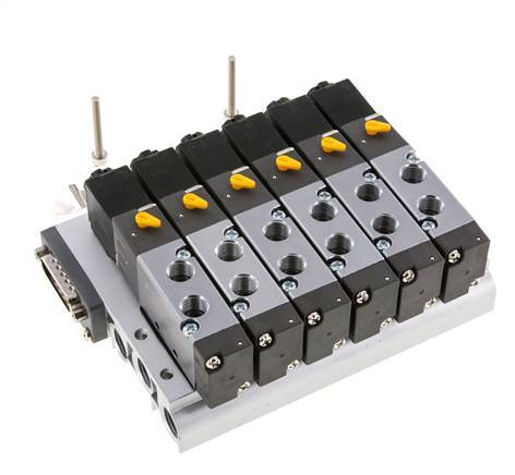 G1/8'' 6x Pneumatic Valve Terminal 24V DC 1.5-8bar/21.0-112psi Multi-pole E.MC