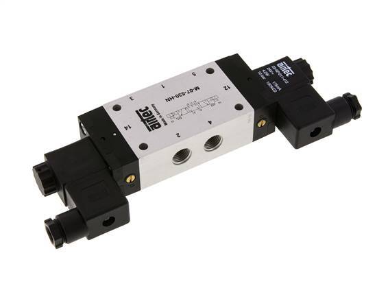 5/3 G1/4'' Center Closed Solenoid Valve 24V DC 3-8bar/42-112psi Airtec