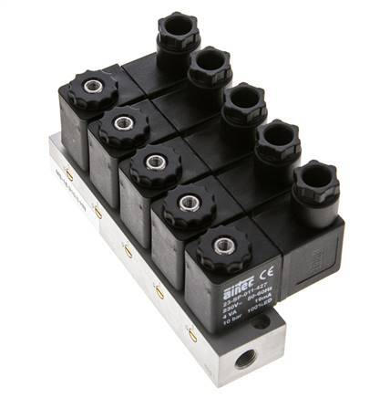 5x3/2 G1/8'' NC Solenoid Valve 230V AC -0.95-10bar/-13.2-140psi Airtec