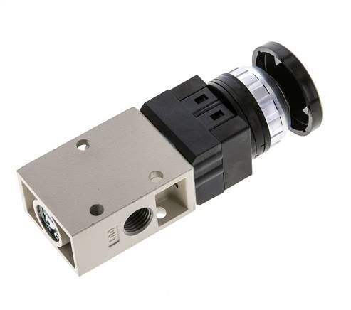 3/2 G1/4'' Palm Button Valve Black 0-8bar/0-112psi YPC