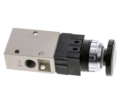 3/2 G1/4'' Palm Button Valve Black 0-8bar/0-112psi YPC