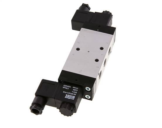 5/3 G1/4'' Pressure Center Solenoid Valve 24V DC 3-10bar/42-140psi Airtec