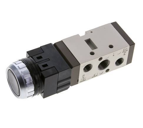 5/2 G1/4'' (G1/8'') Push Button Valve Black 0-8bar/0-112psi YPC