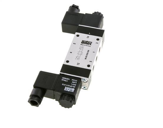 5/3 G1/8'' Center Closed Solenoid Valve 12V DC 3-8bar/42-112psi Airtec
