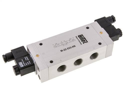 5/3 G1/2'' Exhaust Center Solenoid Valve 24V AC 3-10bar/42-140psi Airtec
