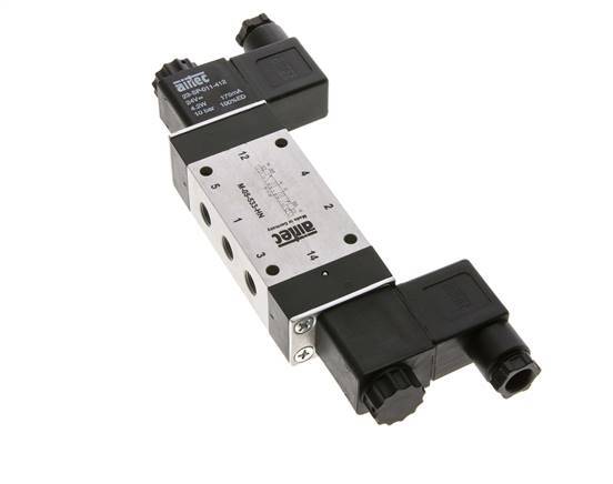 5/3 G1/8'' Exhaust Center Solenoid Valve 24V DC 3-8bar/42-112psi Airtec