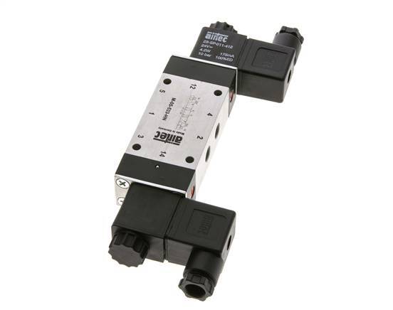 5/3 G1/8'' Exhaust Center Solenoid Valve 24V DC 3-8bar/42-112psi Airtec