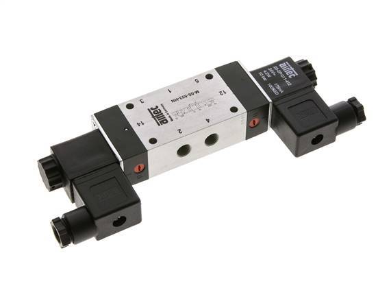 5/3 G1/8'' Exhaust Center Solenoid Valve 24V DC 3-8bar/42-112psi Airtec