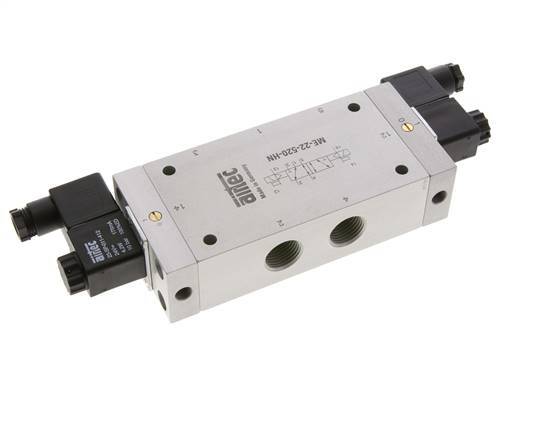 5/2 G1/2'' (G1/8'') Bistable Solenoid Valve External Pilot 230V AC 0-10bar/0-140psi Airtec