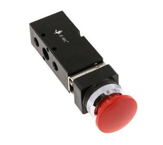 5/2 G1/4'' (G1/8'') Palm Button Valve Red 0-8bar/0-112psi E.MC