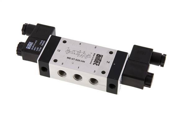 5/2 G1/4'' (G1/8'') Bistable Solenoid Valve External Pilot 24V AC 0-10bar/0-140psi Airtec