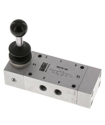 5/3 G1/8'' Center Closed Hand Lever Valve Detent 0-10bar/0-140psi Airtec