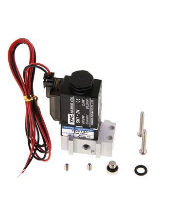 3/2 M5 NC Solenoid Valve 24V DC 0-8bar/0-112psi 2-pin Plug YPC