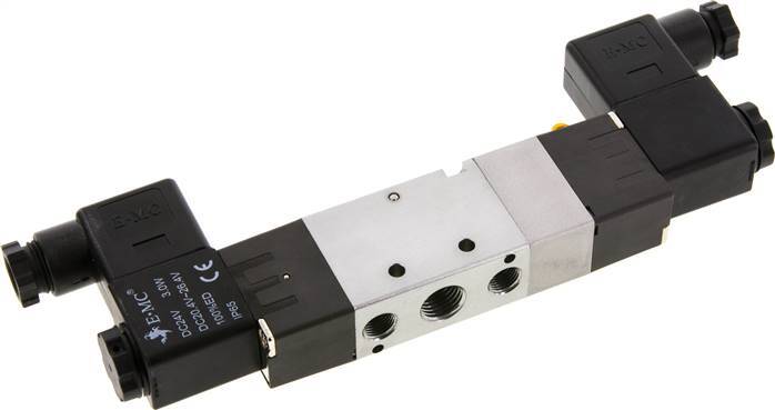 5/3 G1/4'' (G1/8'') Center Closed Solenoid Valve 230V AC 1.5-8bar/21.0-112psi E.MC