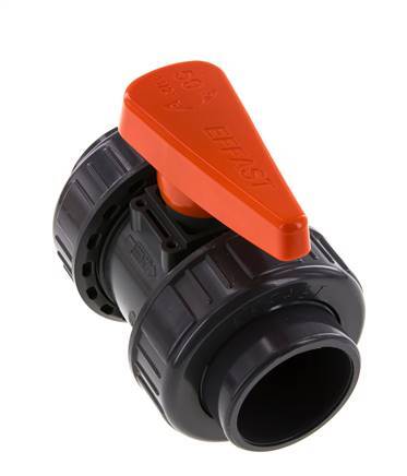 PVC 2-way Ball Valve True Union 50 mm Socket EPDM