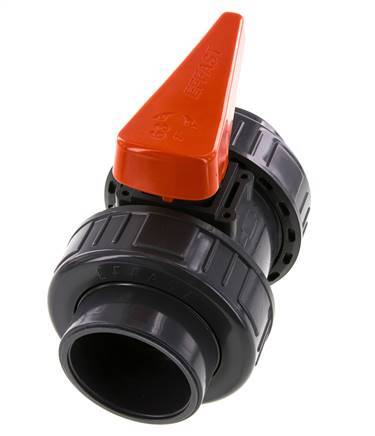 PVC 2-way Ball Valve True Union 63 mm Socket FKM