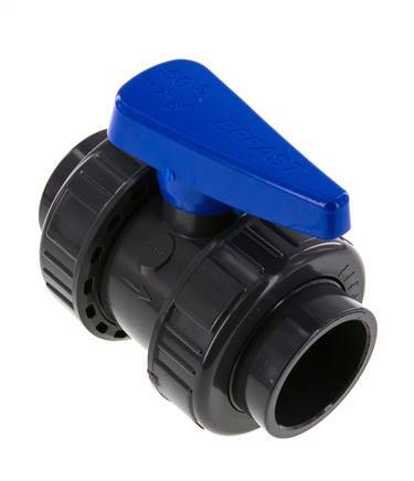 PVC 2-way Ball Valve True Union 50 mm Socket EPDM