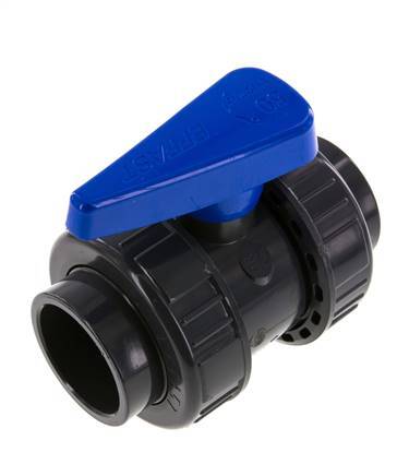 PVC 2-way Ball Valve True Union 50 mm Socket EPDM