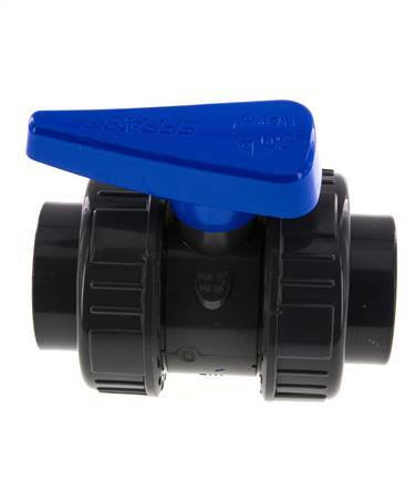 PVC 2-way Ball Valve True Union 50 mm Socket EPDM