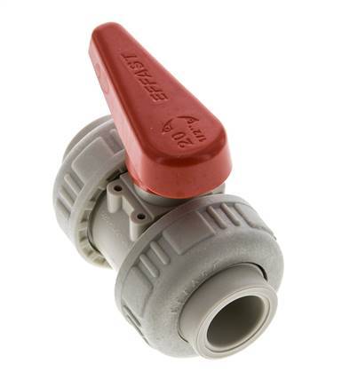 PP-H 2-way Ball Valve True Union 20 mm EPDM