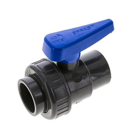 PVC 2-way Ball Valve Single Union 40 mm Socket EPDM