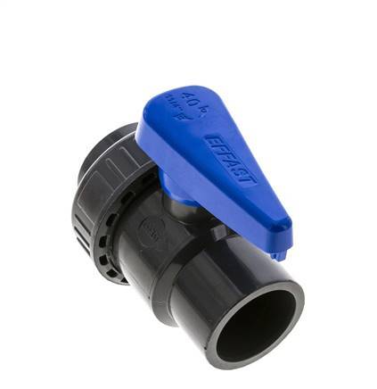 PVC 2-way Ball Valve Single Union 40 mm Socket EPDM