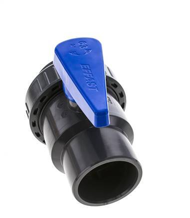 PVC 2-way Ball Valve Single Union 63 mm Socket EPDM