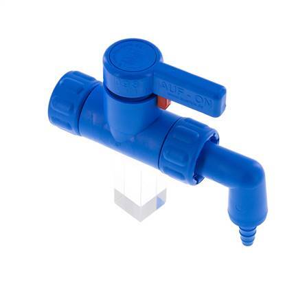 PP 2-way Ball Valve G 3/4'' 6x10mm Hose Barbs
