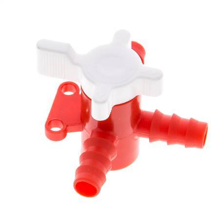 PE 3-way Ball Valve 3/8'' (9 mm) Hose Barbs