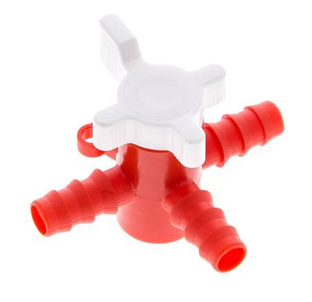 PE 3-way Ball Valve 3/8'' (9 mm) Hose Barbs