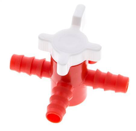 PE 3-way Ball Valve 3/8'' (9 mm) Hose Barbs