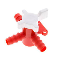 PE 3-way Ball Valve 3/8'' (9 mm) Hose Barbs