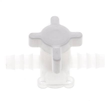 PVDF 3-way Ball Valve 3/8'' (9 mm) Hose Barbs