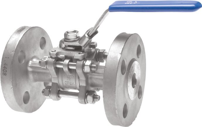 Flanged Ball Valve 2-Way DN25 PN16 Stainless Steel 3-Piece