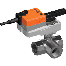 Belimo 3-Way Ball Valve Rp1-1/4 Kvs31 100-240VAC 90s 2/3-point 10Nm IP54 SPDT R3032-S3/NR230A-S