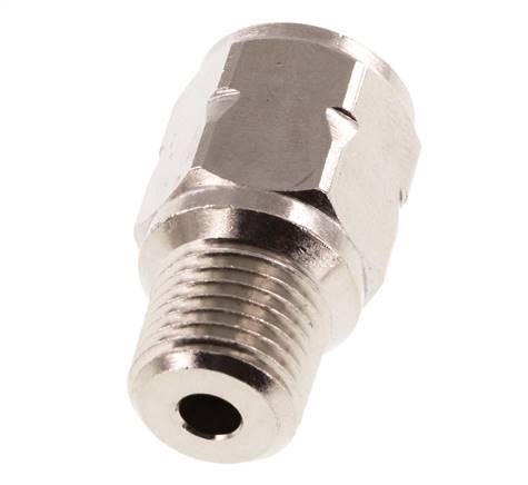 R/Rp 1/4'' M/F Mini Check Valve Nickel-Plated Brass 10 bar (145 psi) FKM No Spring